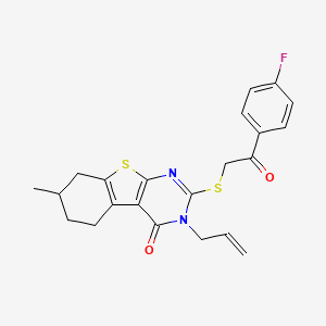 molecular formula C22H21FN2O2S2 B4069145 3-allyl-2-{[2-(4-fluorophenyl)-2-oxoethyl]thio}-7-methyl-5,6,7,8-tetrahydro[1]benzothieno[2,3-d]pyrimidin-4(3H)-one 