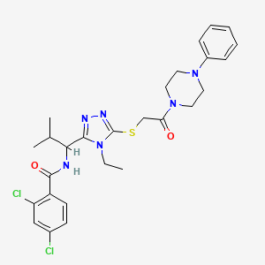 molecular formula C27H32Cl2N6O2S B4069179 2,4-dichloro-N-[1-(4-ethyl-5-{[2-oxo-2-(4-phenyl-1-piperazinyl)ethyl]thio}-4H-1,2,4-triazol-3-yl)-2-methylpropyl]benzamide 