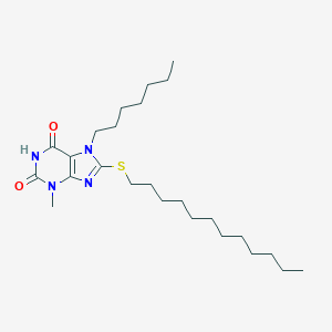 molecular formula C25H44N4O2S B406918 8-(dodecylsulfanyl)-7-heptyl-3-methyl-3,7-dihydro-1H-purine-2,6-dione CAS No. 303969-11-1