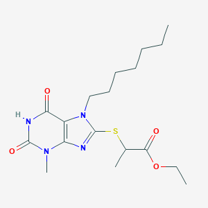 ethyl 2-[(7-heptyl-3-methyl-2,6-dioxo-2,3,6,7-tetrahydro-1H-purin-8-yl)sulfanyl]propanoate