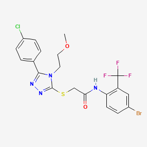 molecular formula C20H17BrClF3N4O2S B4069195 N-[4-bromo-2-(trifluoromethyl)phenyl]-2-{[5-(4-chlorophenyl)-4-(2-methoxyethyl)-4H-1,2,4-triazol-3-yl]thio}acetamide 