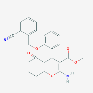 molecular formula C25H22N2O5 B4069202 methyl 2-amino-4-{2-[(2-cyanobenzyl)oxy]phenyl}-5-oxo-5,6,7,8-tetrahydro-4H-chromene-3-carboxylate 