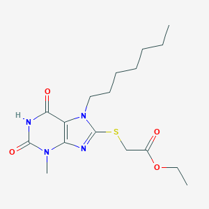 molecular formula C17H26N4O4S B406921 Ethyl 2-(7-heptyl-3-methyl-2,6-dioxopurin-8-yl)sulfanylacetate CAS No. 303969-07-5