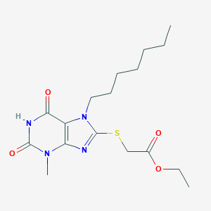 molecular formula C17H26N4O4S B406921 2-(7-庚基-3-甲基-2,6-二氧嘌呤-8-基)硫代乙酸乙酯 CAS No. 303969-07-5