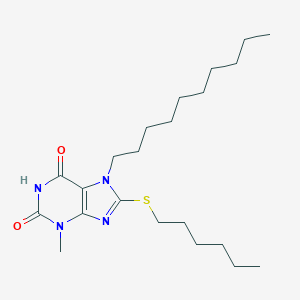 molecular formula C22H38N4O2S B406924 7-decyl-8-(hexylsulfanyl)-3-methyl-3,7-dihydro-1H-purine-2,6-dione CAS No. 303969-30-4