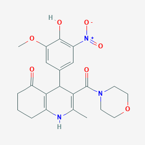molecular formula C22H25N3O7 B4069245 4-(4-hydroxy-3-methoxy-5-nitrophenyl)-2-methyl-3-(4-morpholinylcarbonyl)-4,6,7,8-tetrahydro-5(1H)-quinolinone 