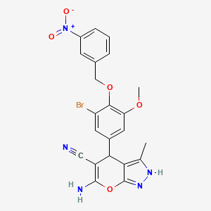 molecular formula C22H18BrN5O5 B4069250 6-amino-4-{3-bromo-5-methoxy-4-[(3-nitrobenzyl)oxy]phenyl}-3-methyl-1,4-dihydropyrano[2,3-c]pyrazole-5-carbonitrile 