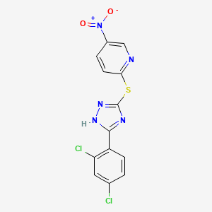 molecular formula C13H7Cl2N5O2S B4069264 2-{[5-(2,4-dichlorophenyl)-4H-1,2,4-triazol-3-yl]thio}-5-nitropyridine 