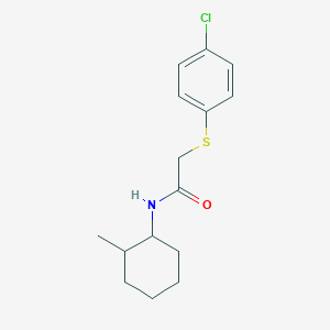 molecular formula C15H20ClNOS B4069283 2-[(4-chlorophenyl)thio]-N-(2-methylcyclohexyl)acetamide 