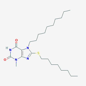 molecular formula C24H42N4O2S B406929 7-decyl-3-methyl-8-(octylsulfanyl)-3,7-dihydro-1H-purine-2,6-dione CAS No. 303969-28-0