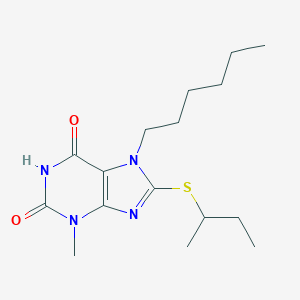 8-(sec-butylsulfanyl)-7-hexyl-3-methyl-3,7-dihydro-1H-purine-2,6-dione