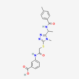 molecular formula C22H23N5O4S B4069324 3-({[(4-methyl-5-{1-[(4-methylbenzoyl)amino]ethyl}-4H-1,2,4-triazol-3-yl)thio]acetyl}amino)benzoic acid 