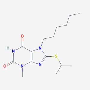 molecular formula C15H24N4O2S B406933 7-Hexyl-3-methyl-8-propan-2-ylsulfanylpurine-2,6-dione CAS No. 332033-48-4