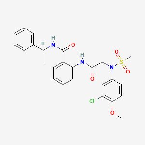 molecular formula C25H26ClN3O5S B4069335 2-{[N-(3-chloro-4-methoxyphenyl)-N-(methylsulfonyl)glycyl]amino}-N-(1-phenylethyl)benzamide 