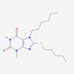 7-hexyl-3-methyl-8-(pentylsulfanyl)-3,7-dihydro-1H-purine-2,6-dione