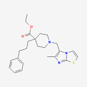 molecular formula C24H31N3O2S B4069349 ethyl 1-[(6-methylimidazo[2,1-b][1,3]thiazol-5-yl)methyl]-4-(3-phenylpropyl)-4-piperidinecarboxylate 