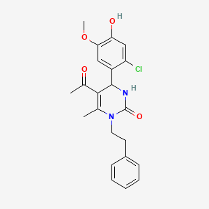 molecular formula C22H23ClN2O4 B4069350 5-acetyl-4-(2-chloro-4-hydroxy-5-methoxyphenyl)-6-methyl-1-(2-phenylethyl)-3,4-dihydro-2(1H)-pyrimidinone 