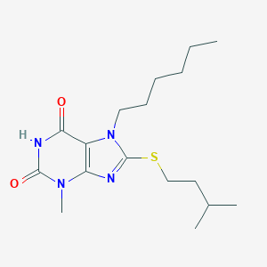 7-hexyl-8-(isopentylsulfanyl)-3-methyl-3,7-dihydro-1H-purine-2,6-dione