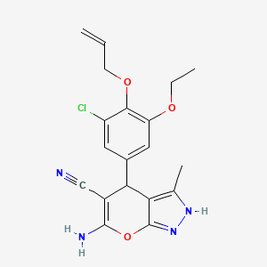 molecular formula C19H19ClN4O3 B4069363 4-[4-(allyloxy)-3-chloro-5-ethoxyphenyl]-6-amino-3-methyl-1,4-dihydropyrano[2,3-c]pyrazole-5-carbonitrile 