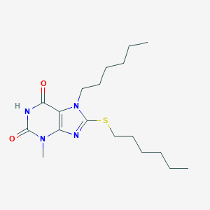 molecular formula C18H30N4O2S B406937 7-hexyl-8-(hexylsulfanyl)-3-methyl-3,7-dihydro-1H-purine-2,6-dione CAS No. 332033-54-2