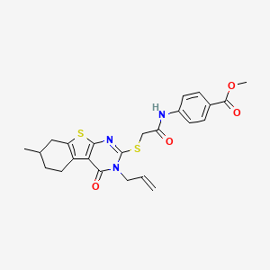molecular formula C24H25N3O4S2 B4069385 methyl 4-({[(3-allyl-7-methyl-4-oxo-3,4,5,6,7,8-hexahydro[1]benzothieno[2,3-d]pyrimidin-2-yl)thio]acetyl}amino)benzoate 