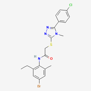 molecular formula C20H20BrClN4OS B4069389 N-(4-bromo-2-ethyl-6-methylphenyl)-2-{[5-(4-chlorophenyl)-4-methyl-4H-1,2,4-triazol-3-yl]thio}acetamide 