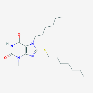 8-(heptylsulfanyl)-7-hexyl-3-methyl-3,7-dihydro-1H-purine-2,6-dione