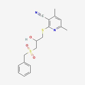 molecular formula C18H20N2O3S2 B4069428 2-{[3-(benzylsulfonyl)-2-hydroxypropyl]thio}-4,6-dimethylnicotinonitrile 