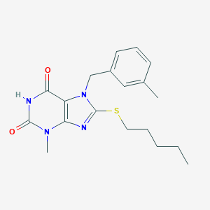 molecular formula C19H24N4O2S B406950 3-methyl-7-(3-methylbenzyl)-8-(pentylsulfanyl)-3,7-dihydro-1H-purine-2,6-dione CAS No. 303973-31-1