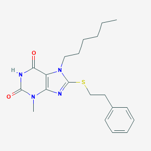 molecular formula C20H26N4O2S B406951 7-hexyl-3-methyl-8-[(2-phenylethyl)sulfanyl]-3,7-dihydro-1H-purine-2,6-dione CAS No. 332033-57-5