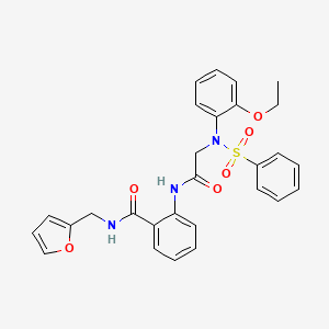 molecular formula C28H27N3O6S B4069510 2-{[N-(2-ethoxyphenyl)-N-(phenylsulfonyl)glycyl]amino}-N-(2-furylmethyl)benzamide 