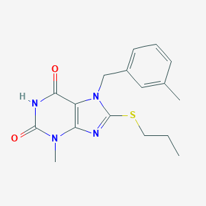 molecular formula C17H20N4O2S B406952 3-methyl-7-(3-methylbenzyl)-8-(propylthio)-1H-purine-2,6(3H,7H)-dione CAS No. 303973-40-2