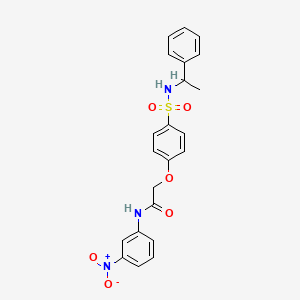 molecular formula C22H21N3O6S B4069526 N-(3-nitrophenyl)-2-(4-{[(1-phenylethyl)amino]sulfonyl}phenoxy)acetamide 