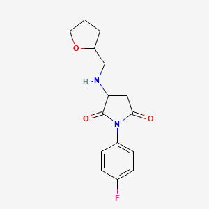 molecular formula C15H17FN2O3 B4069580 1-(4-fluorophenyl)-3-[(tetrahydro-2-furanylmethyl)amino]-2,5-pyrrolidinedione 