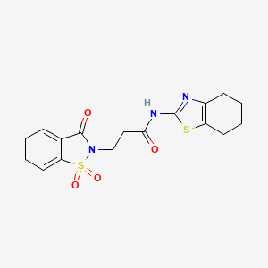molecular formula C17H17N3O4S2 B4069633 3-(1,1-dioxido-3-oxo-1,2-benzisothiazol-2(3H)-yl)-N-(4,5,6,7-tetrahydro-1,3-benzothiazol-2-yl)propanamide 
