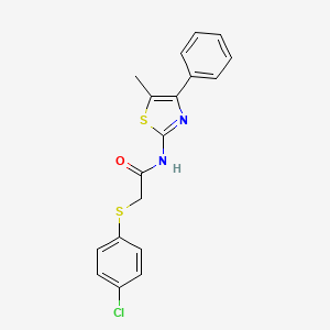molecular formula C18H15ClN2OS2 B4069647 2-[(4-chlorophenyl)thio]-N-(5-methyl-4-phenyl-1,3-thiazol-2-yl)acetamide 