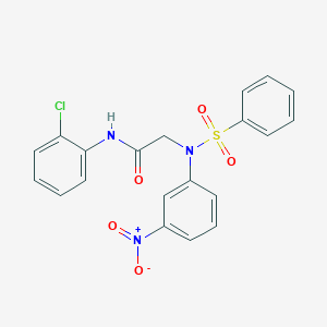 molecular formula C20H16ClN3O5S B406965 N-(2-chlorophenyl)-2-[{3-nitrophenyl}(phenylsulfonyl)amino]acetamide 