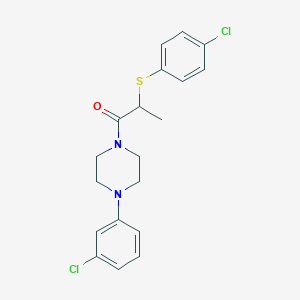 molecular formula C19H20Cl2N2OS B4069679 1-(3-chlorophenyl)-4-{2-[(4-chlorophenyl)thio]propanoyl}piperazine 