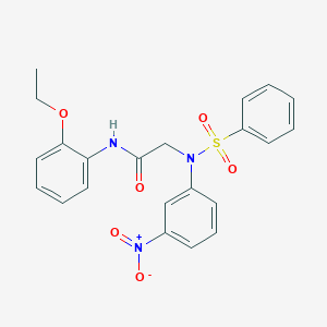 molecular formula C22H21N3O6S B406968 N-[2-(ethyloxy)phenyl]-2-[{3-nitrophenyl}(phenylsulfonyl)amino]acetamide 