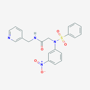 molecular formula C20H18N4O5S B406971 2-[Benzenesulfonyl-(3-nitro-phenyl)-amino]-N-pyridin-3-ylmethyl-acetamide 