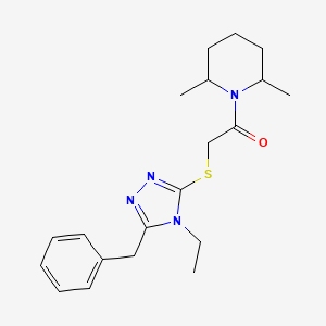 molecular formula C20H28N4OS B4069729 1-{[(5-benzyl-4-ethyl-4H-1,2,4-triazol-3-yl)thio]acetyl}-2,6-dimethylpiperidine 