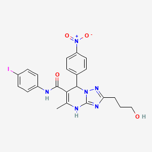 molecular formula C22H21IN6O4 B4069752 2-(3-hydroxypropyl)-N-(4-iodophenyl)-5-methyl-7-(4-nitrophenyl)-4,7-dihydro[1,2,4]triazolo[1,5-a]pyrimidine-6-carboxamide 