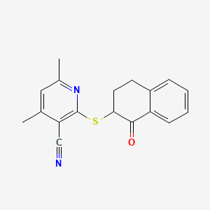 molecular formula C18H16N2OS B4069755 4,6-dimethyl-2-[(1-oxo-1,2,3,4-tetrahydro-2-naphthalenyl)thio]nicotinonitrile 