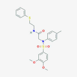 molecular formula C25H28N2O5S2 B406978 2-[{[3,4-bis(methyloxy)phenyl]sulfonyl}(4-methylphenyl)amino]-N-[2-(phenylsulfanyl)ethyl]acetamide 