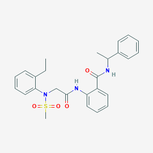 molecular formula C26H29N3O4S B4069805 2-{[N-(2-ethylphenyl)-N-(methylsulfonyl)glycyl]amino}-N-(1-phenylethyl)benzamide 