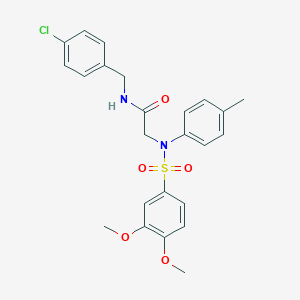 molecular formula C24H25ClN2O5S B406985 N-[(4-chlorophenyl)methyl]-2-(N-(3,4-dimethoxyphenyl)sulfonyl-4-methylanilino)acetamide 