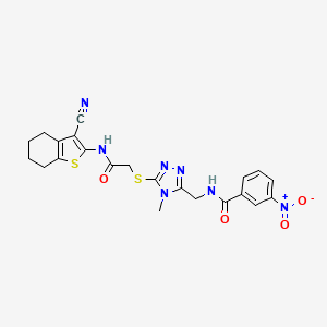 molecular formula C22H21N7O4S2 B4069851 N-{[5-({2-[(3-cyano-4,5,6,7-tetrahydro-1-benzothien-2-yl)amino]-2-oxoethyl}thio)-4-methyl-4H-1,2,4-triazol-3-yl]methyl}-3-nitrobenzamide 