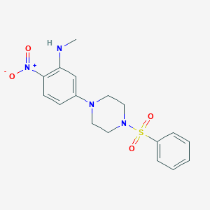 molecular formula C17H20N4O4S B4069855 N-methyl-2-nitro-5-[4-(phenylsulfonyl)-1-piperazinyl]aniline 