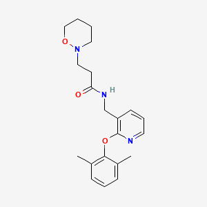 molecular formula C21H27N3O3 B4069892 N-{[2-(2,6-dimethylphenoxy)-3-pyridinyl]methyl}-3-(1,2-oxazinan-2-yl)propanamide 