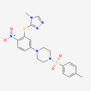 molecular formula C20H22N6O4S2 B4069905 1-[(4-methylphenyl)sulfonyl]-4-{3-[(4-methyl-4H-1,2,4-triazol-3-yl)thio]-4-nitrophenyl}piperazine 